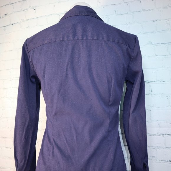 Express Stretch Navy Long Sleeved Button Down Shirt, Size 3/4 - Picture 3 of 4